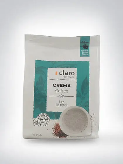 Packung Claro Fair Trade Crema Kaffee Pads, Bio Arabica, 30 Stück