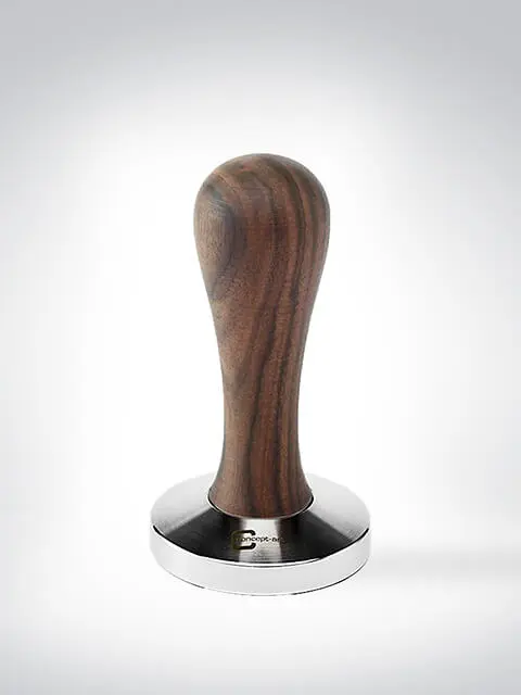 Espresso Tamper mit ergonomischem Holzgriff und stabiler Edelstahlbasis